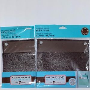 Set of 2 Martha Stewart Home Office Avery White Brown Shagreen Pocket